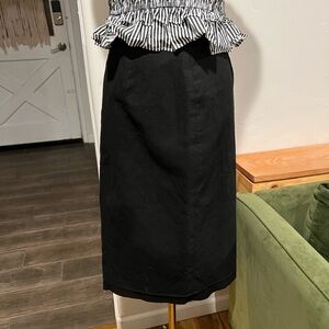 David Meister Cotton Blend Black Pencil Skirt